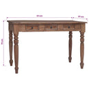 vidaXL tömör mahagóni fa íróasztal fiókokkal 117 x 57 x 75 cm