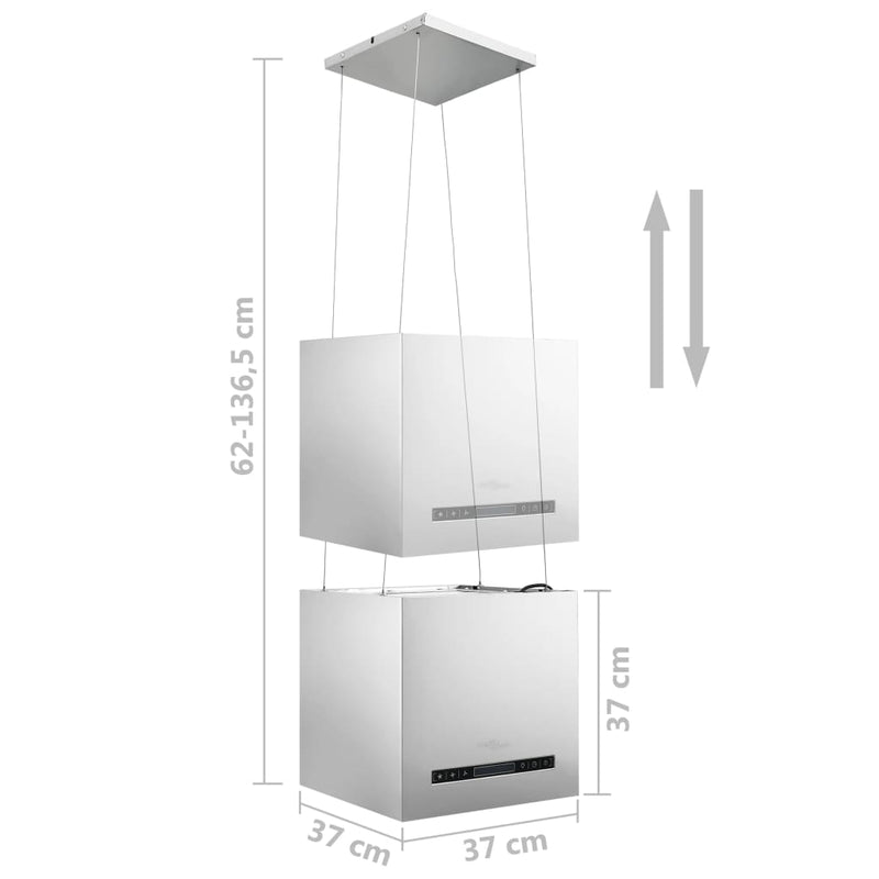 vidaXL rozsdamentes acél LCD érintőképernyős sziget páraelszívó 37 cm