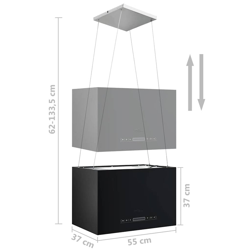 vidaXL porszórt acél LCD érintőképernyős sziget páraelszívó 55 cm