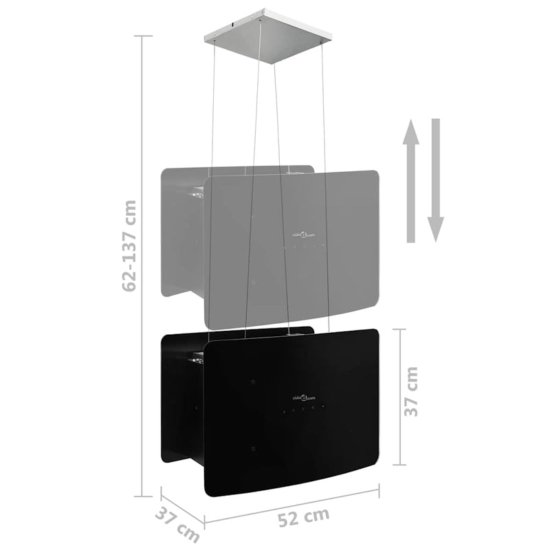 vidaXL edzett üveg LCD érintőképernyős sziget páraelszívó