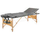 vidaXL 3 zónás antracitszürke masszázsasztal fa vázzal 186 x 68 cm