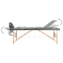 vidaXL 3 zónás antracitszürke masszázsasztal fa vázzal 186 x 68 cm