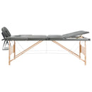 vidaXL 3 zónás antracitszürke masszázsasztal fa vázzal 186 x 68 cm