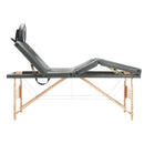 vidaXL 4 zónás antracitszürke masszázsasztal fa vázzal 186 x 68 cm