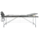 vidaXL antracit 3 zónás masszázsasztal alumíniumvázzal 186 x 68 cm