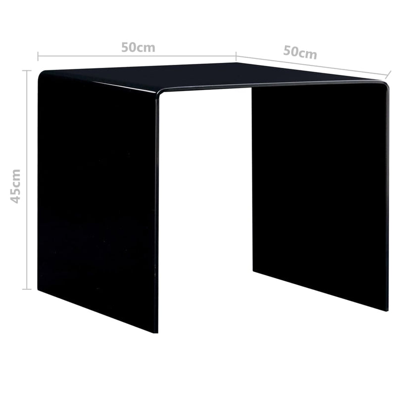 vidaXL fekete edzett üveg dohányzóasztal 50 x 50 x 45 cm