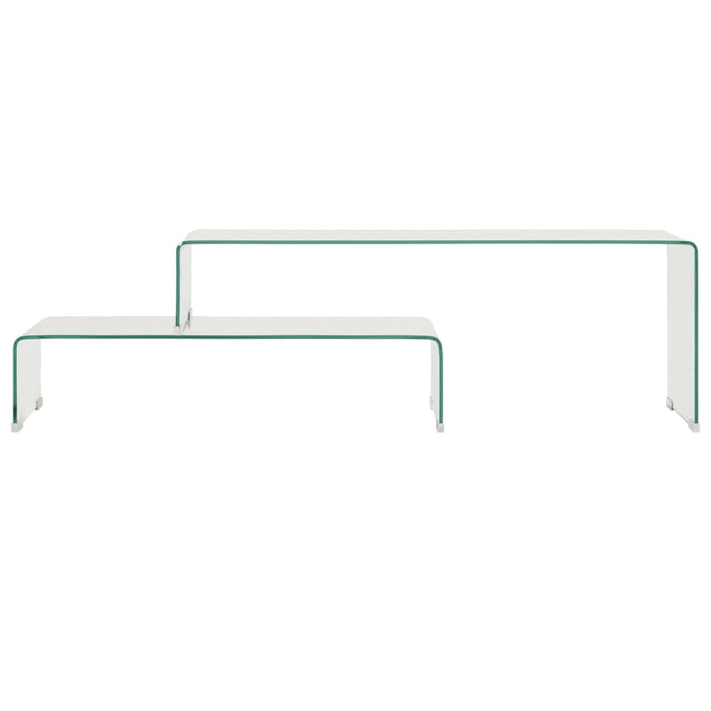vidaXL kétrészes edzett üveg dohányzóasztal 90x30x20/110x30x40 cm