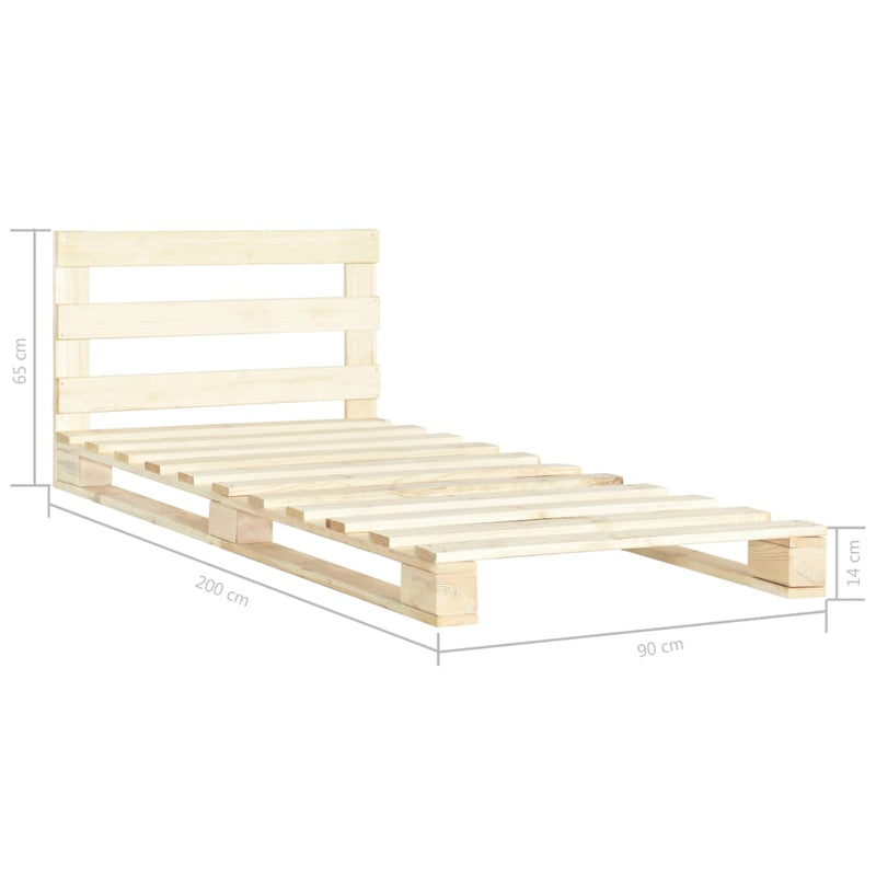 vidaXL tömör fenyőfa raklap ágykeret 90 x 200 cm