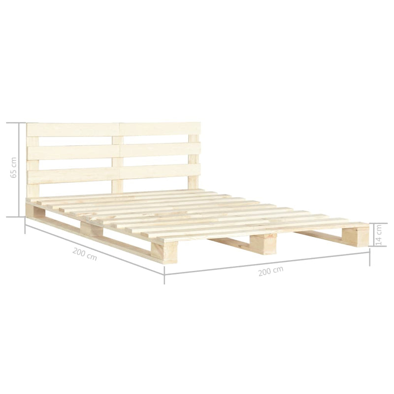 vidaXL tömör fenyőfa raklap ágykeret 200 x 200 cm