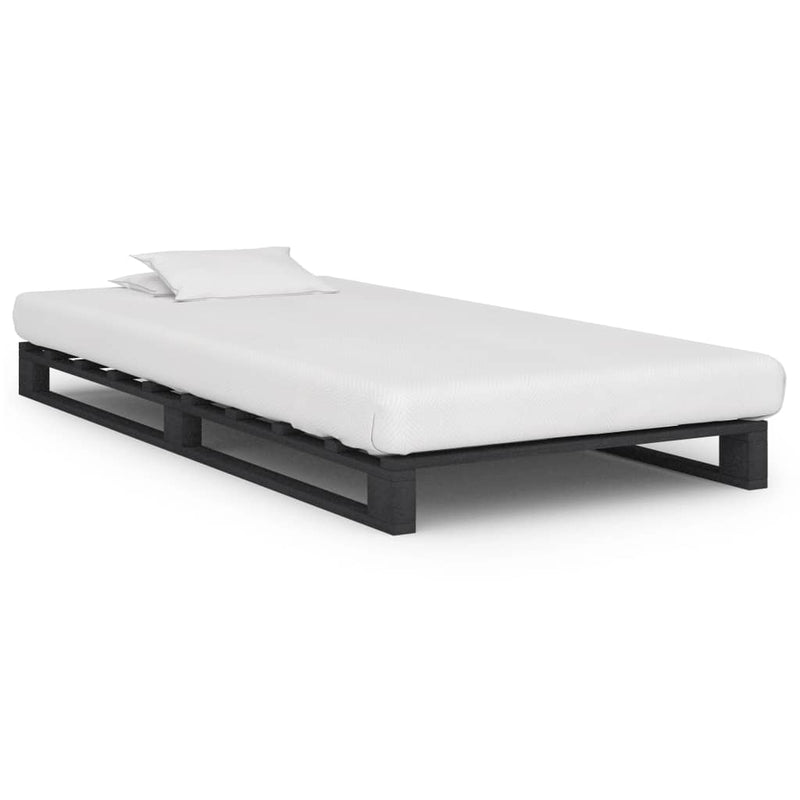 vidaXL szürke tömör fenyőfa raklap ágykeret 90 x 200 cm