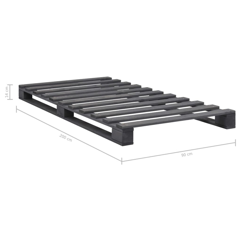 vidaXL szürke tömör fenyőfa raklap ágykeret 90 x 200 cm