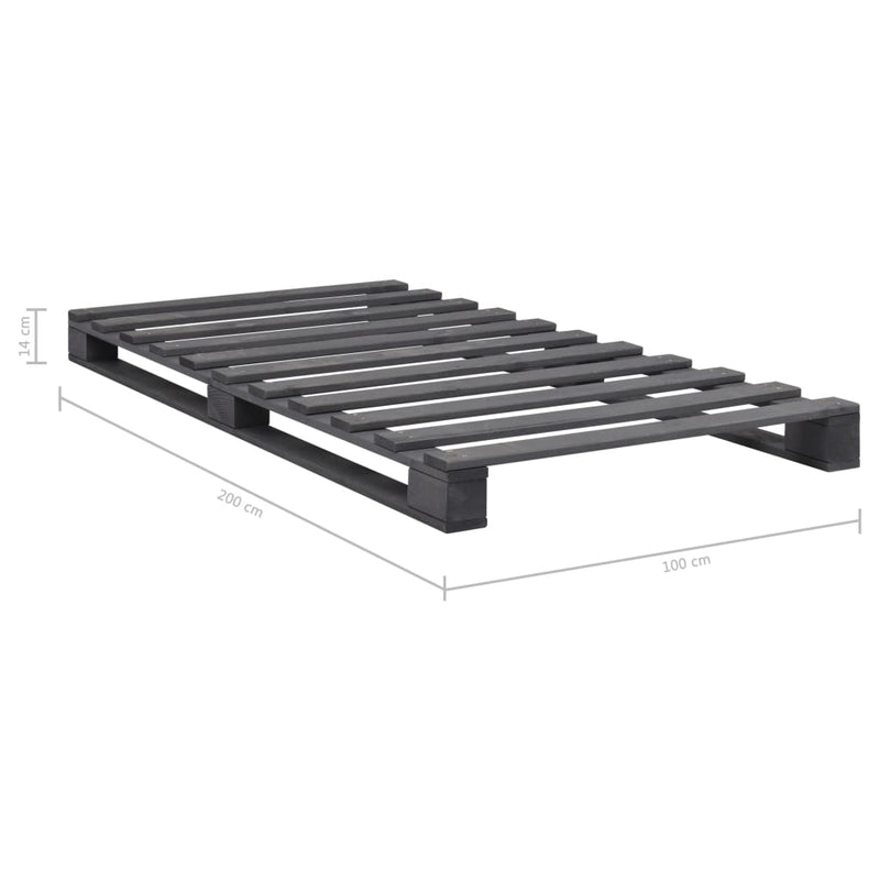 vidaXL szürke tömör fenyőfa raklap ágykeret 100 x 200 cm