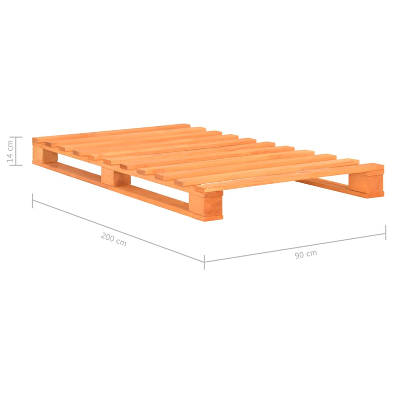 vidaXL barna tömör fenyőfa raklap ágykeret 90 x 200 cm