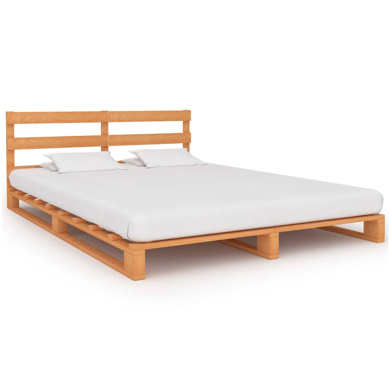 vidaXL barna tömör fenyőfa raklap ágykeret 200 x 200 cm