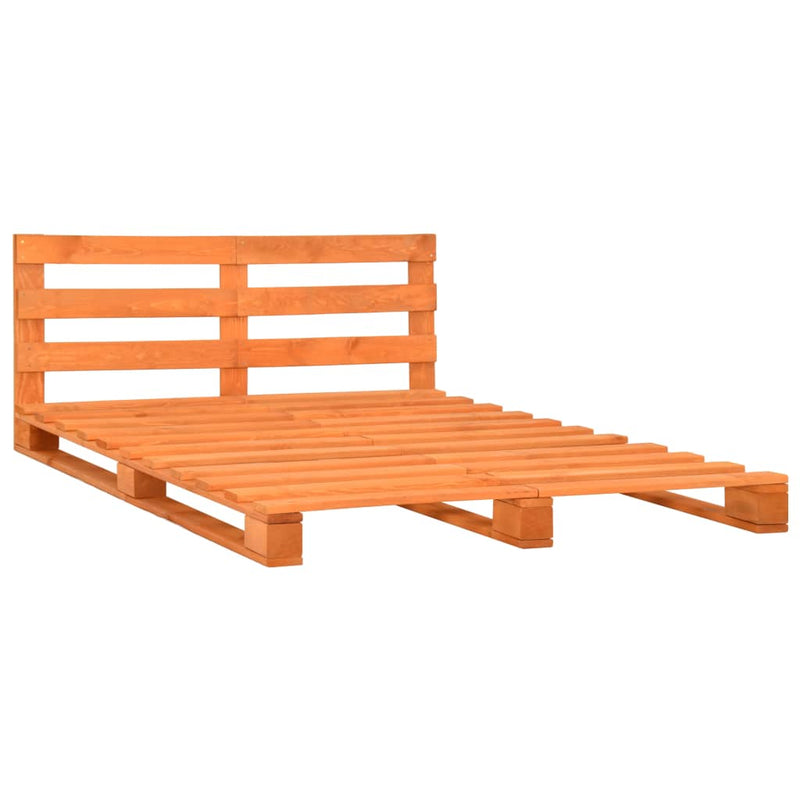 vidaXL barna tömör fenyőfa raklap ágykeret 200 x 200 cm