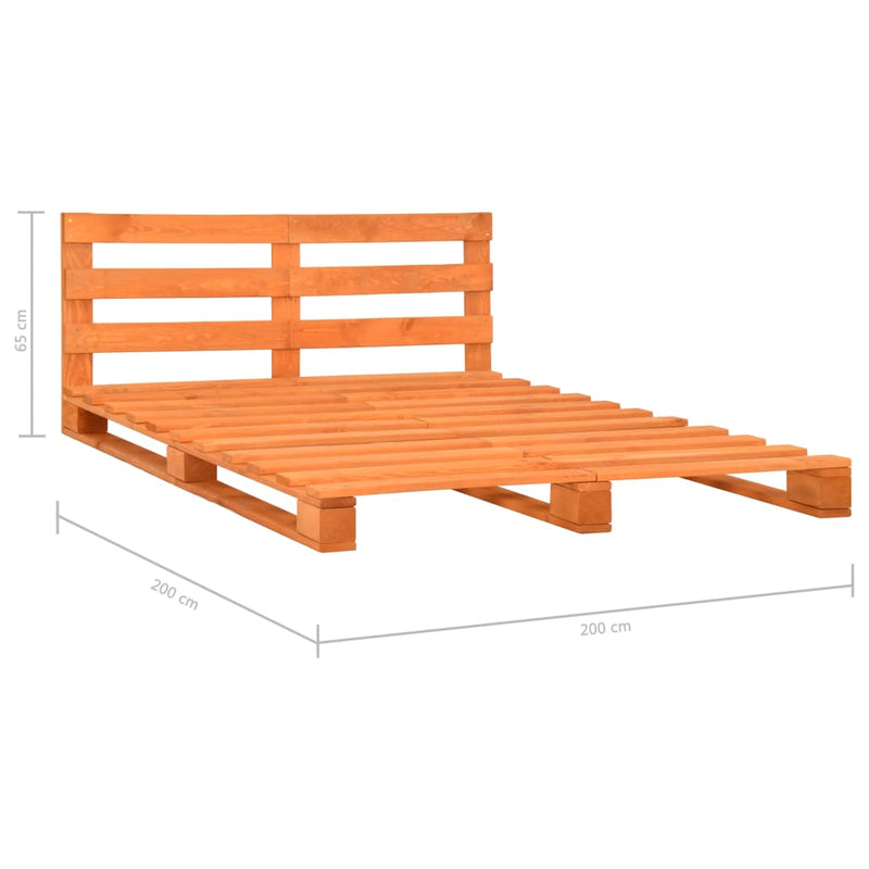 vidaXL barna tömör fenyőfa raklap ágykeret 200 x 200 cm