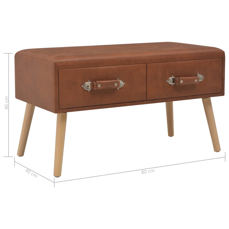 vidaXL barna műbőr pad fiókokkal 80 cm