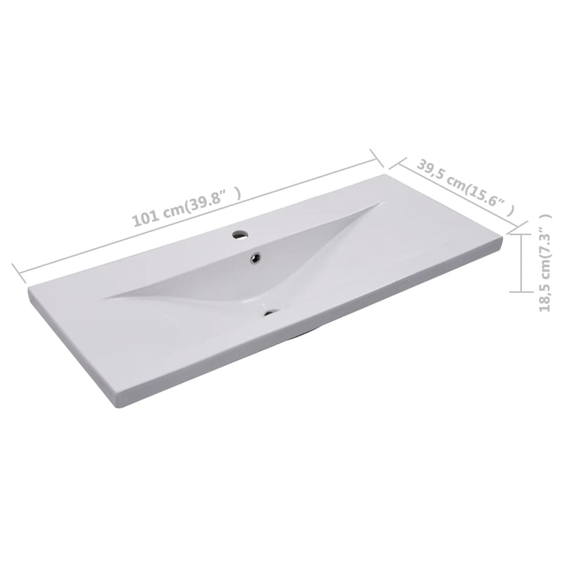 vidaXL fehér kerámia beépíthető mosdókagyló 101 x 39,5 x 18,5 cm
