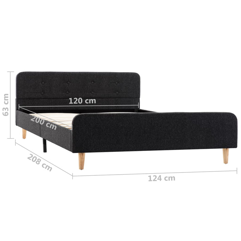 vidaXL sötétszürke zsákvászon kárpitozású ágykeret 120x200 cm