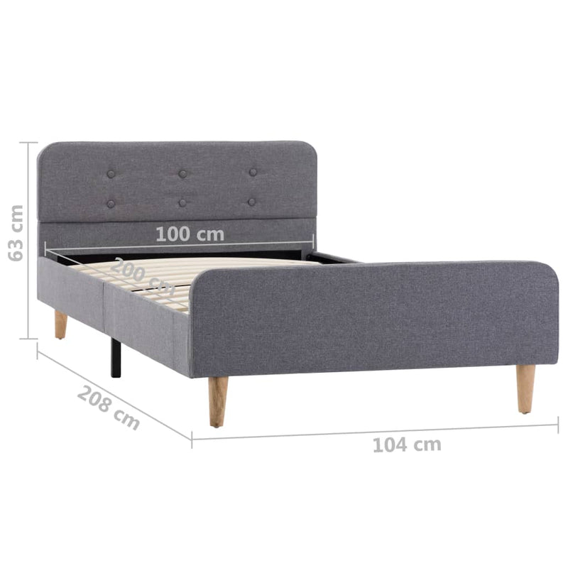 vidaXL világosszürke szövetkárpitozású ágykeret 100 x 200 cm