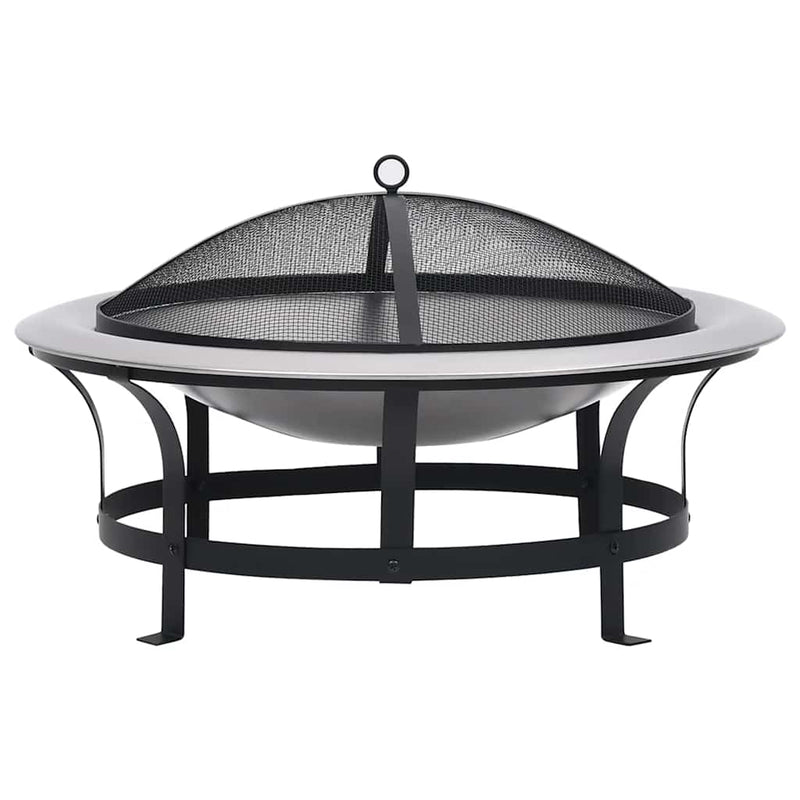 vidaXL rozsdamentes acél kültéri tűztál grillráccsal 76 cm