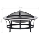 vidaXL rozsdamentes acél kültéri tűztál grillráccsal 76 cm