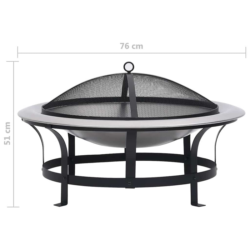 vidaXL rozsdamentes acél kültéri tűztál grillráccsal 76 cm