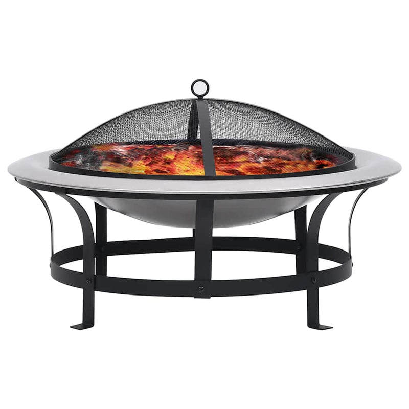 vidaXL rozsdamentes acél kültéri tűztál grillráccsal 76 cm