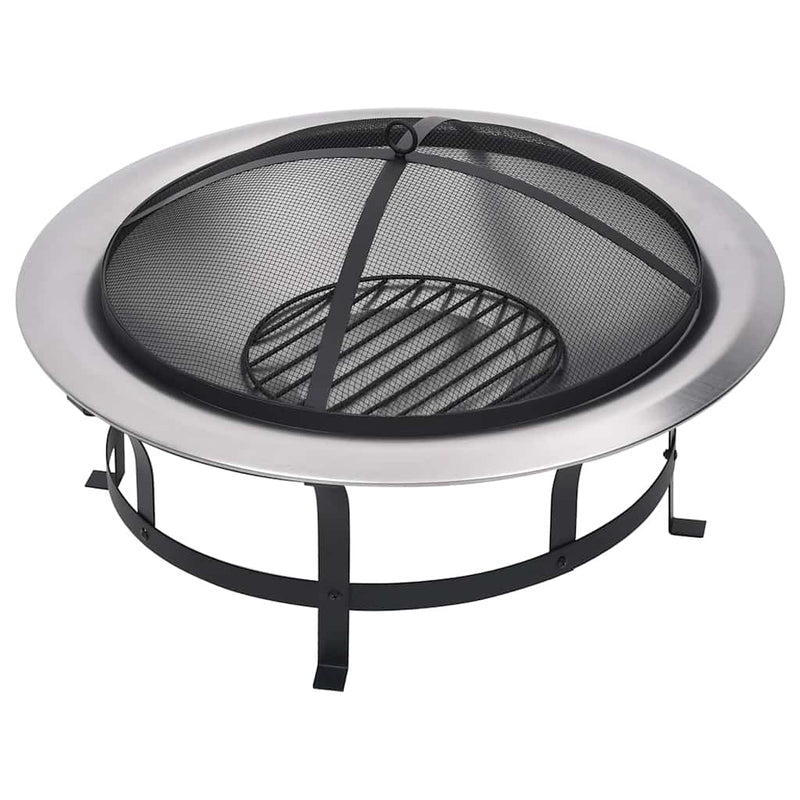 vidaXL rozsdamentes acél kültéri tűztál grillráccsal 76 cm