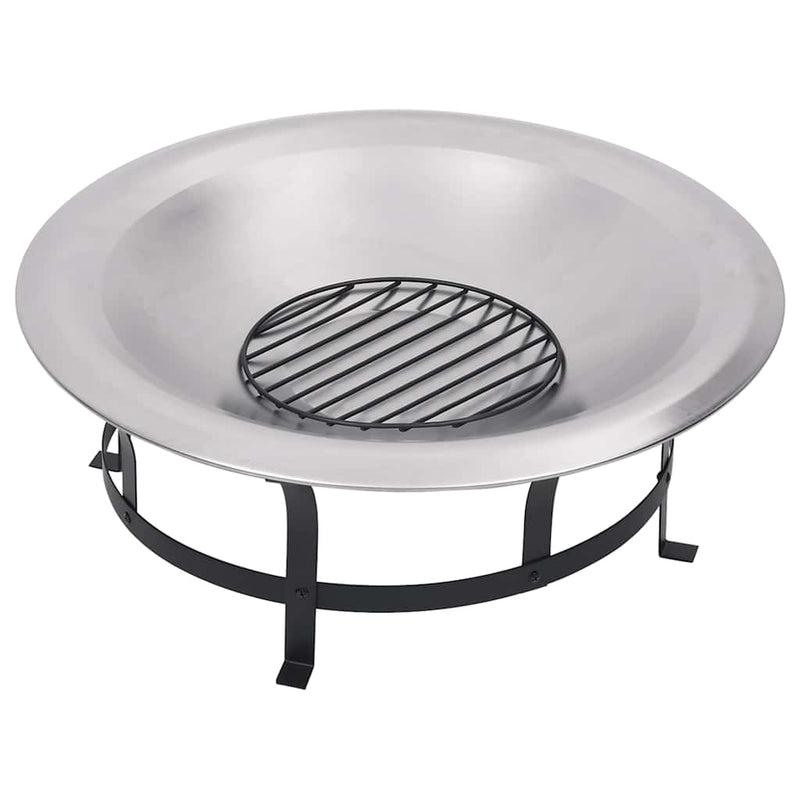 vidaXL rozsdamentes acél kültéri tűztál grillráccsal 76 cm