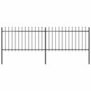 vidaXL fekete acél kerti kerítés lándzsás tetejű 337 x 100 cm
