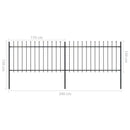 vidaXL fekete lándzsahegyes tetejű kerti acélkerítés 3,4 x 1 m
