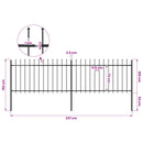 vidaXL fekete acél kerti kerítés lándzsás tetejű 337 x 100 cm