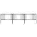 vidaXL fekete lándzsahegyes tetejű kerti acélkerítés 5,1 x 1 m