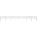 vidaXL fekete lándzsahegyes tetejű kerti acélkerítés 11,9 x 1 m