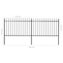 vidaXL fekete lándzsahegyes tetejű kerti acélkerítés 3,4 x 1,2 m