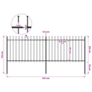 vidaXL fekete acél kerti kerítés lándzsás tetejű 337 x 120 cm