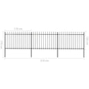 vidaXL fekete lándzsahegyes tetejű kerti acélkerítés 5,1 x 1,2 m