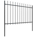 vidaXL fekete acélkerítés lándzsás tetejű szegéllyel 1005 x 120 cm