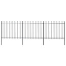 vidaXL fekete lándzsahegyes tetejű kerti acélkerítés 5,1 x 1,5 m