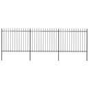 vidaXL fekete acélkerítés lándzsás tetejű szegéllyel 504 x 150 cm