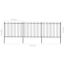 vidaXL fekete lándzsahegyes tetejű kerti acélkerítés 5,1 x 1,5 m