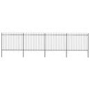 vidaXL fekete lándzsahegyes tetejű kerti acélkerítés 6,8 x 1,5 m