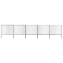 vidaXL fekete lándzsahegyes tetejű kerti acélkerítés 8,5 x 1,5 m