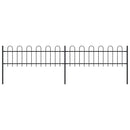 vidaXL fekete hajlított tetejű acélkerítés 3,4 x 0,6 m