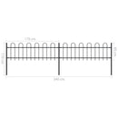 vidaXL fekete hajlított tetejű acélkerítés 3,4 x 0,6 m