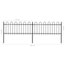 vidaXL fekete acélkerítés karikás tetejű 359 x 80 cm