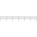 vidaXL fekete acélkerítés karikás tetejű 1070 x 80 cm