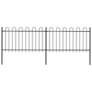 vidaXL fekete hajlított tetejű acélkerítés 3,4 x 1 m