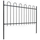 vidaXL fekete acélkerítés karikás tetejű 337 x 100 cm